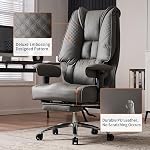 EXCEBET Big et Président du Bureau de haut niveau 400lbs Siège large, chaise de bureau haute arrière en cuir avec repose-pieds, chaise ergonomique de bureau Support Lombaire pour soulager la douleur du bas du dos (président de bureau gris)