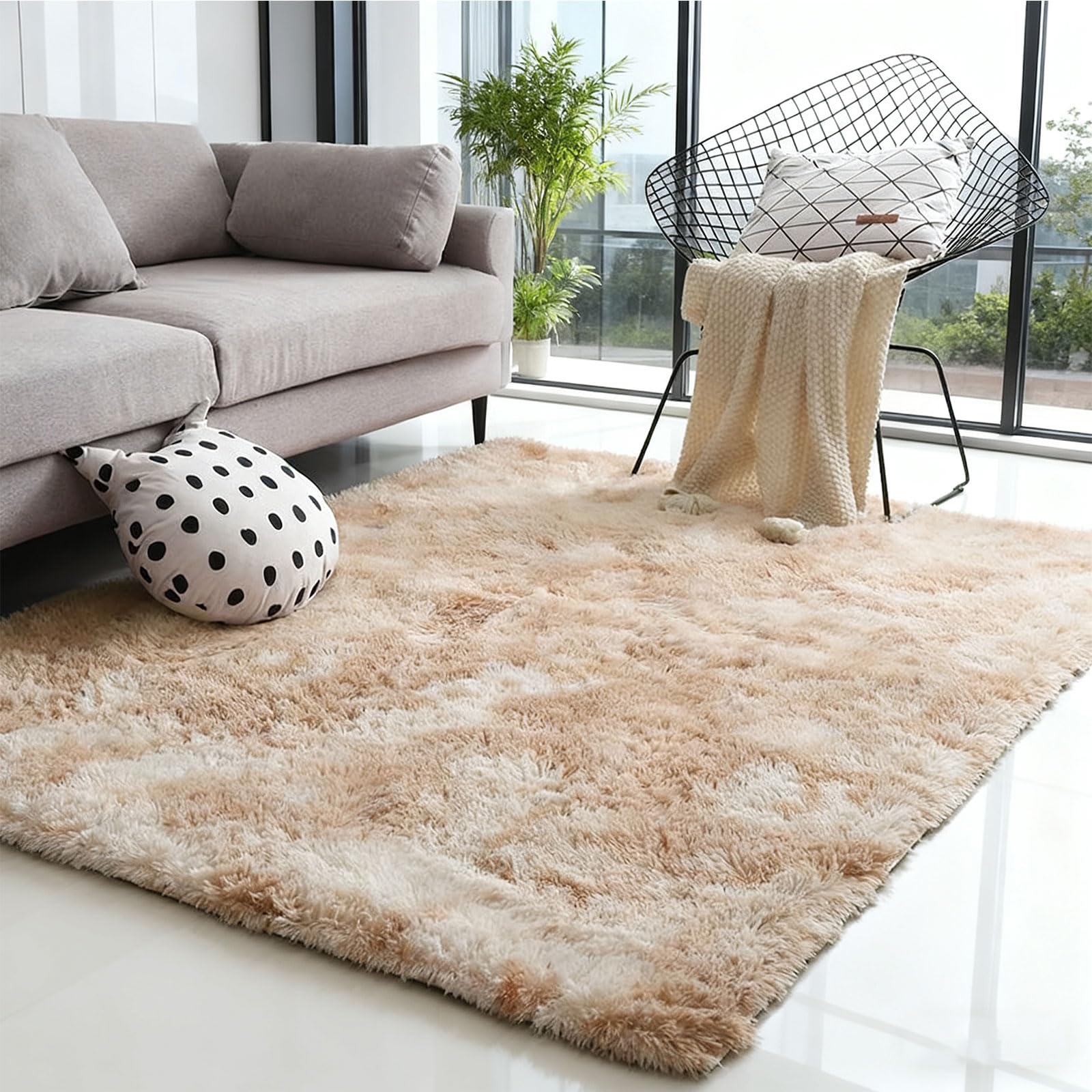 Tapis chambre shaggy kaki 100x310 cm au style moderne