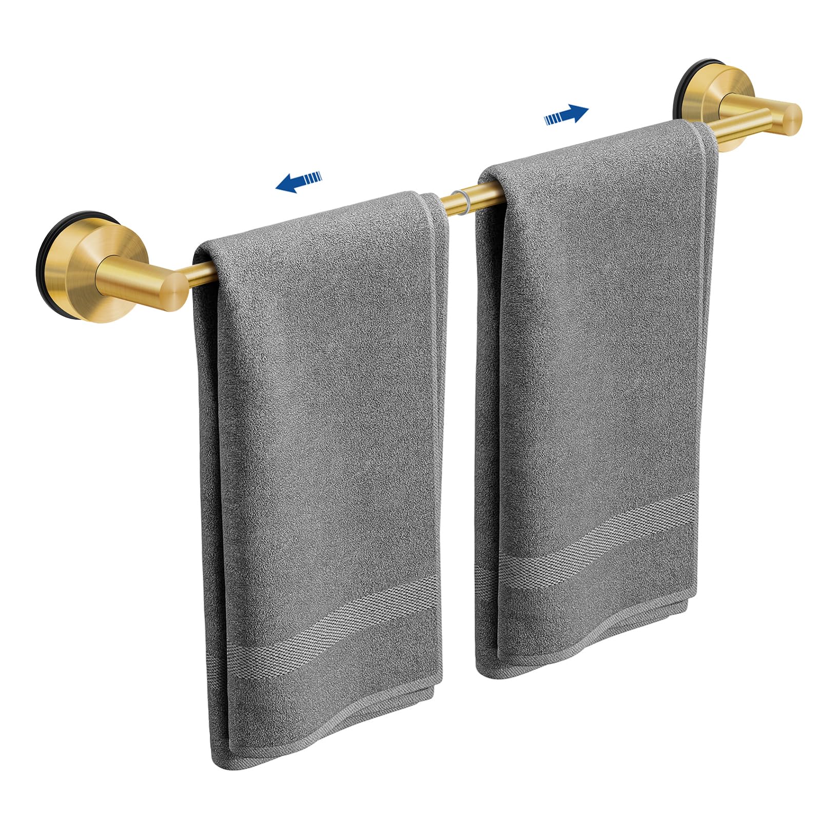 Adjustable Suction Cup Towel Bar for Bathroom Wall, 14.6-24 Inches Gold — image 1