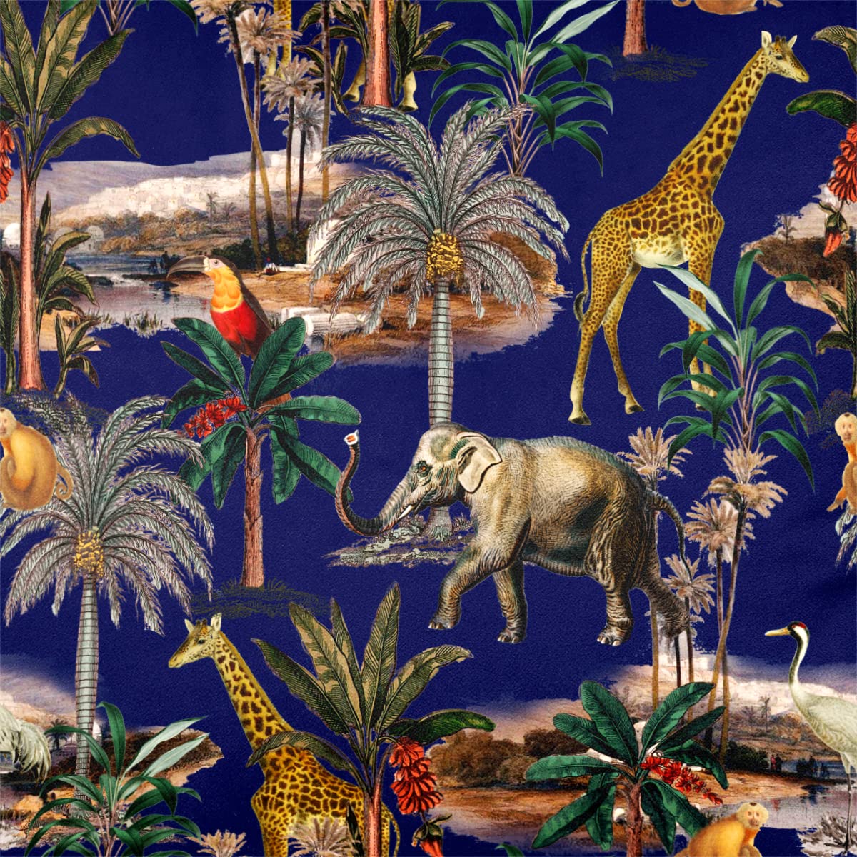 Izabela Peters Midnight Luxury Upholstery Curtain Fabric - Eco-Friendly Velvet - Designer Blind, Craft, Sewing Fabric By The Metre - Safari Voyage - 1 Metre