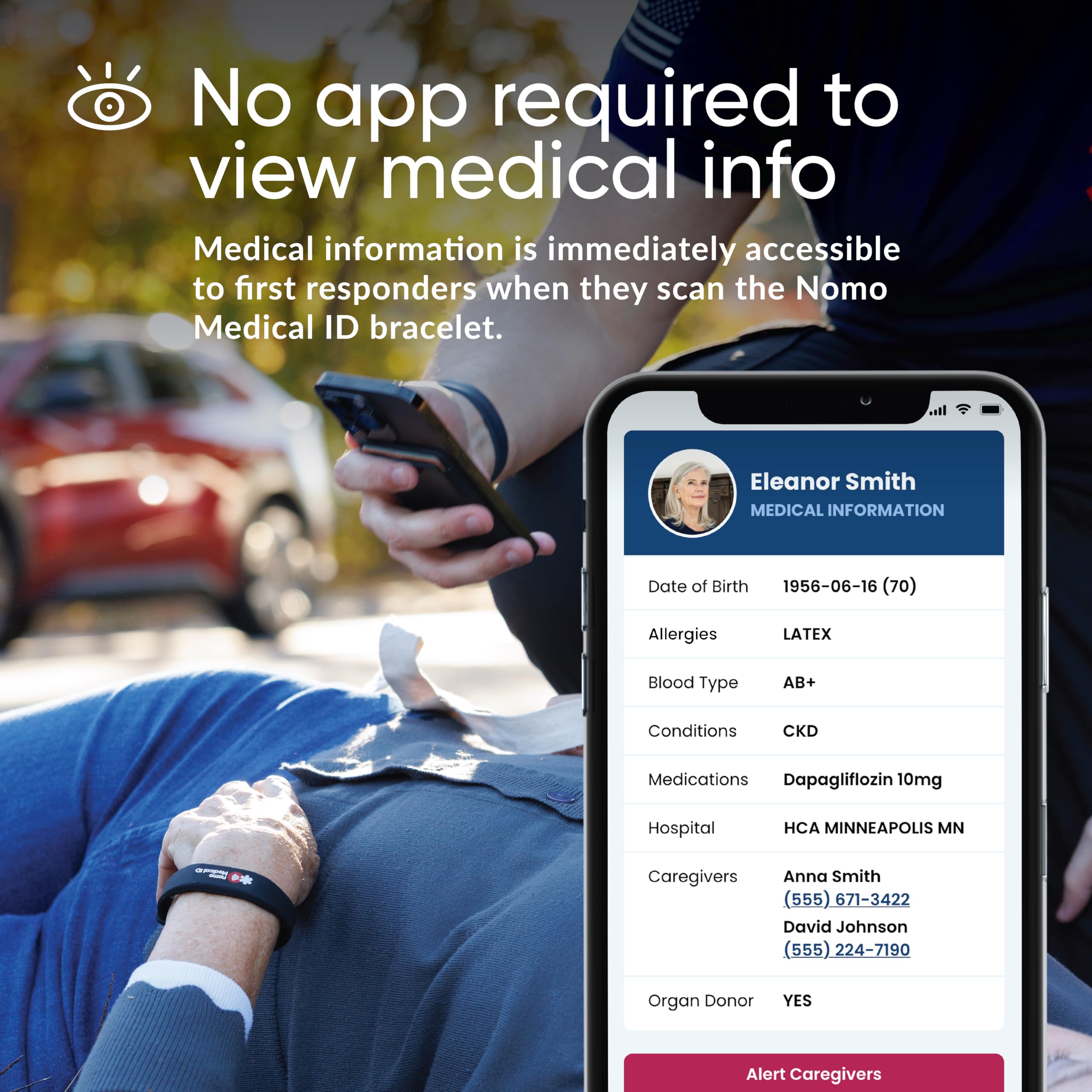 Pulsera de identificación médica para mujeres y hombres, habilitada para NFC, resistente al agua, información médica de emergencia y intercambio de ubicación cuando se escanea, actualiza fácilmente el