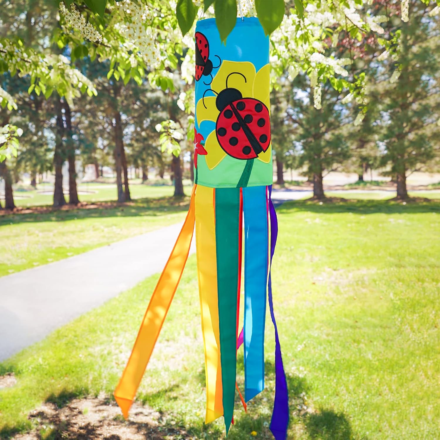 In the Breeze 4195 — 40-inch Ladybug Windsock — Classic Colorful Outdoor Décor for Patios, Gardens, Yards