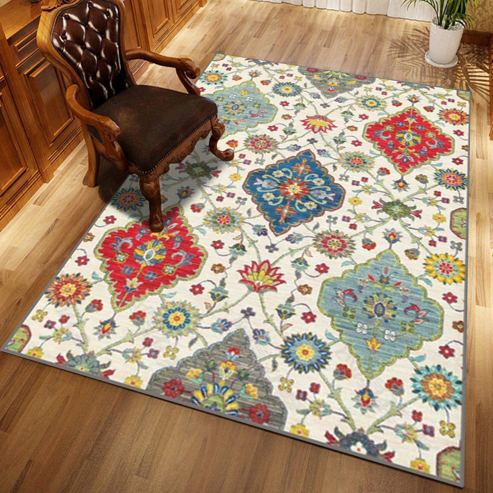 Tapis vintage pour salon, chambre à coucher, tapis ethnique, antidérapant, 50 x 80 cm, avec motif rétro marocain