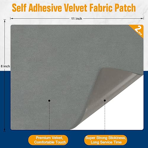 Miniatura 3 de ILOFRI Parche de reparación de sofá de tela autoadhesivo de 8 x 11 pulgadas, 2 piezas, franela de microfibra de terciopelo para tapicería, muebles,