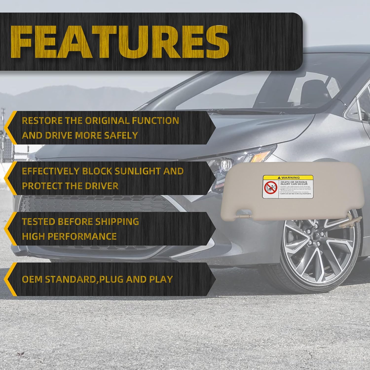 Dasbecan Beige Right Passenger Side Sun Visor with Vanity Mirror Compatible with Toyota Corolla 2019 2020 2021 2022 2023 2024 Replaces# 74320-02F50-A0