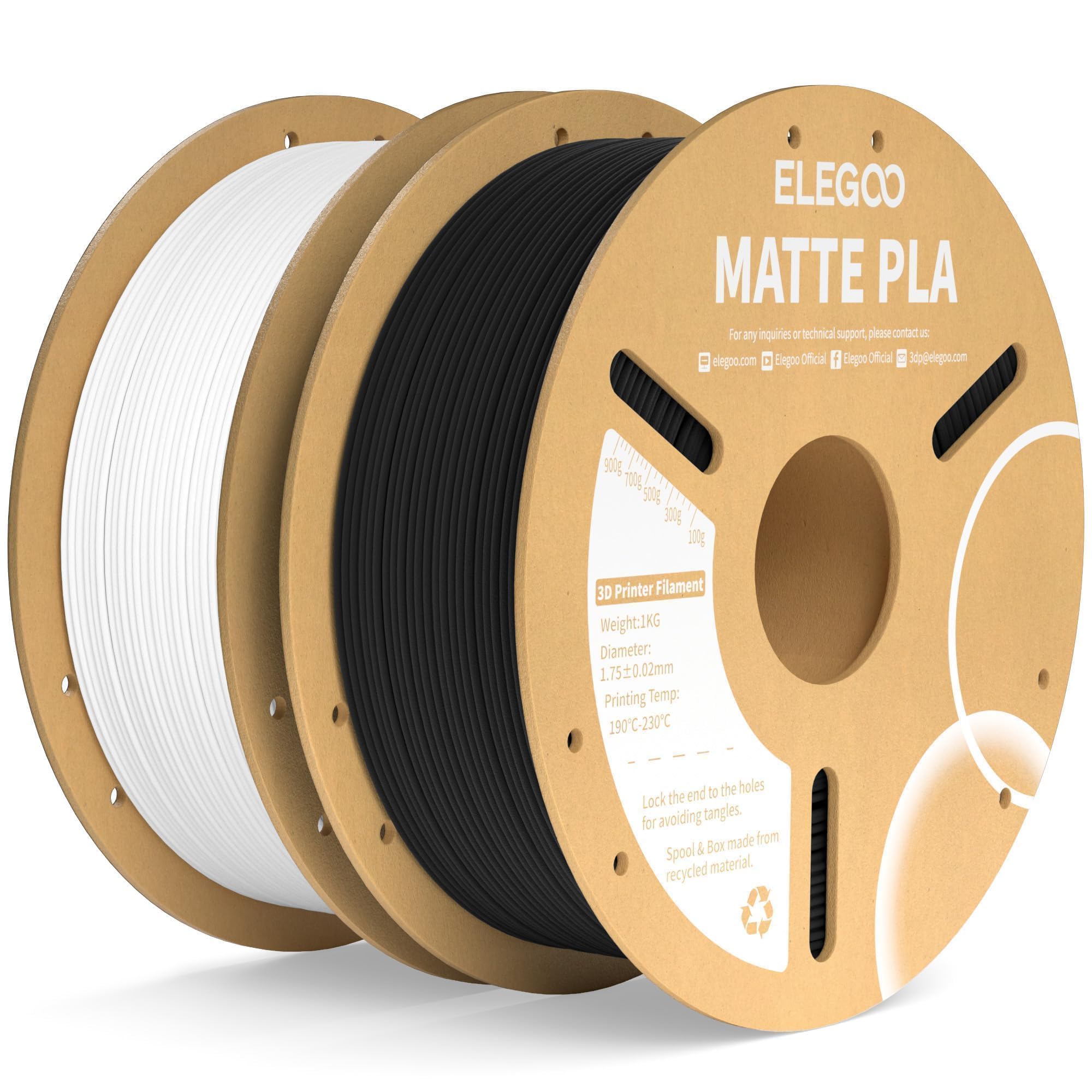 ELEGOO PLA Matte 3D Filament, Black & White, 2.56kg, 1.75mm, Polylactic Acid-image-49