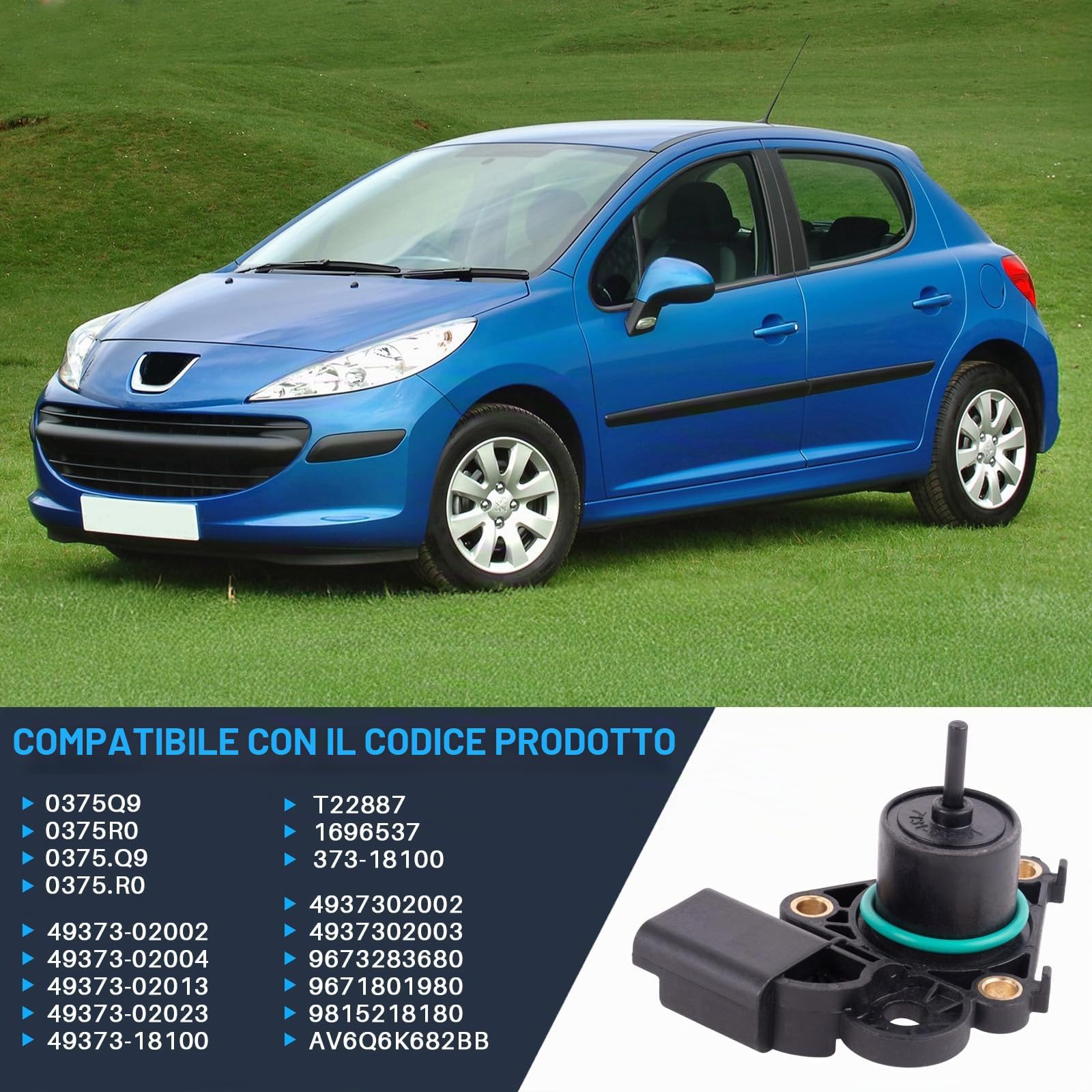 Sensore di posizione attuatore turbocompressore, sensore di posizione attuatore turbo, motore attuatore Wastegate per turbocompressore, compatibile con C3 II A51 C4 B7 DS3 207 9673283680