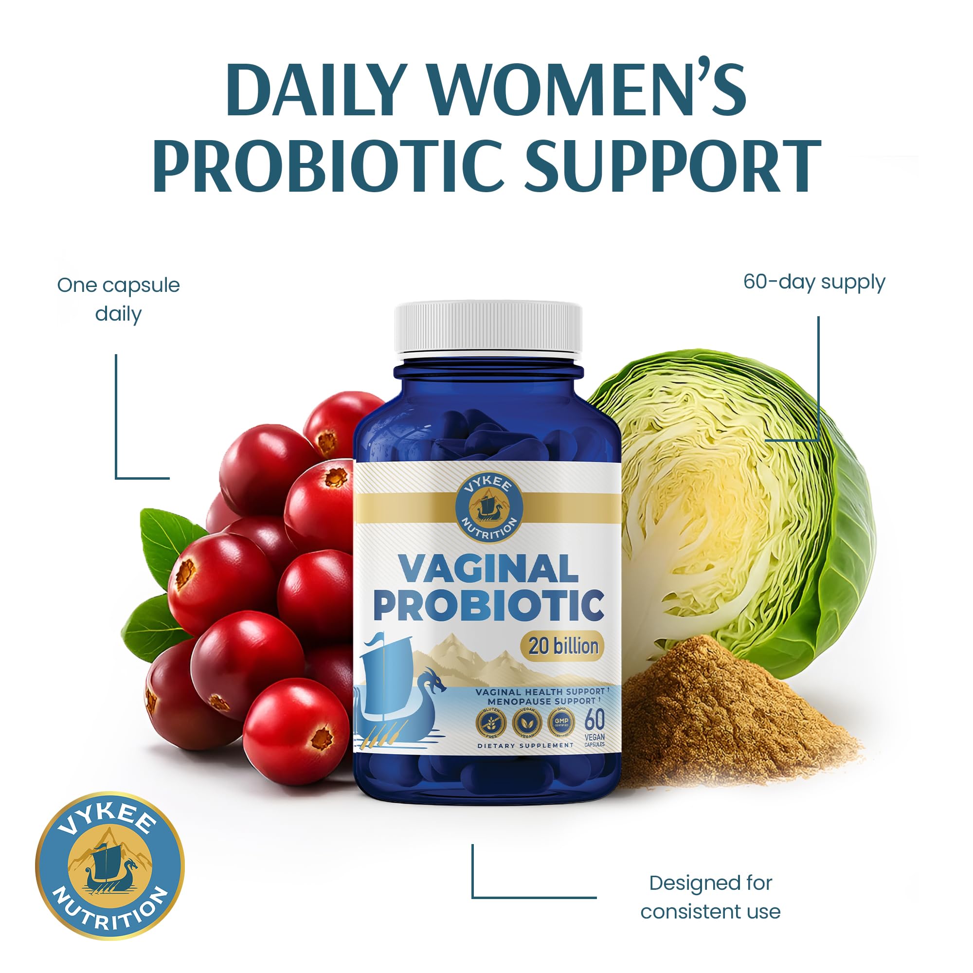 Vykee Nutrition Women's Vaginal Probiotic 20B CFU + Cranberry & D-Mannose — Amazon image 7