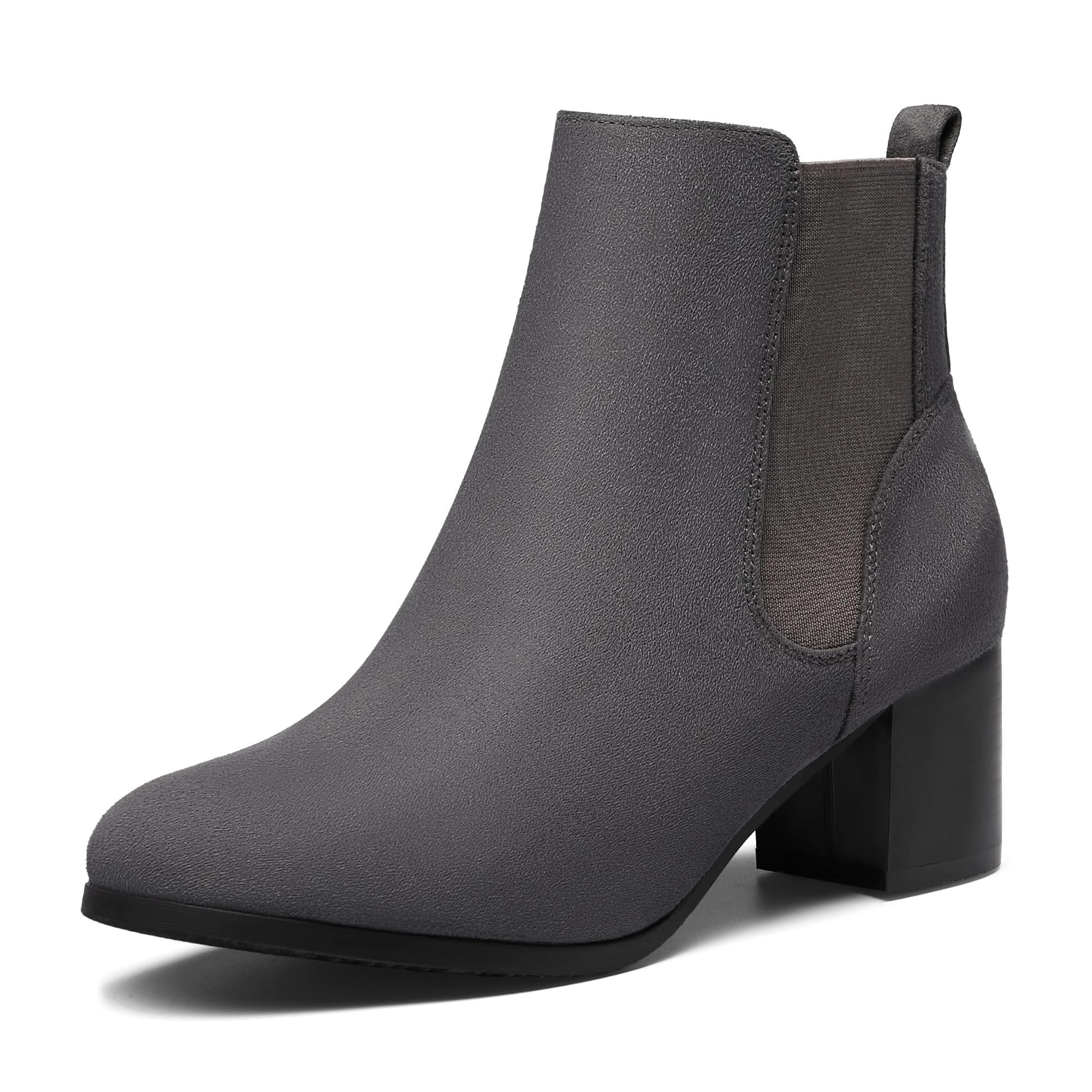 DREAM PAIRS Women’s Elastic Gore Chelsea Boots Chunky Block Heel Ankle Bootie