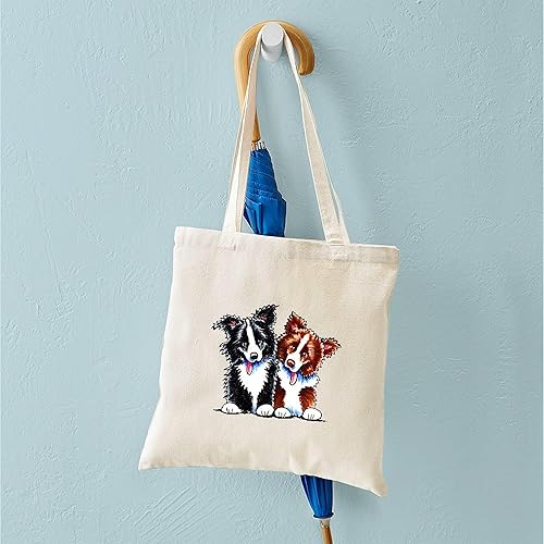Vista 24 de CafePress Border Collie - Bolsa de lona natural, bolsa de compras reutilizable