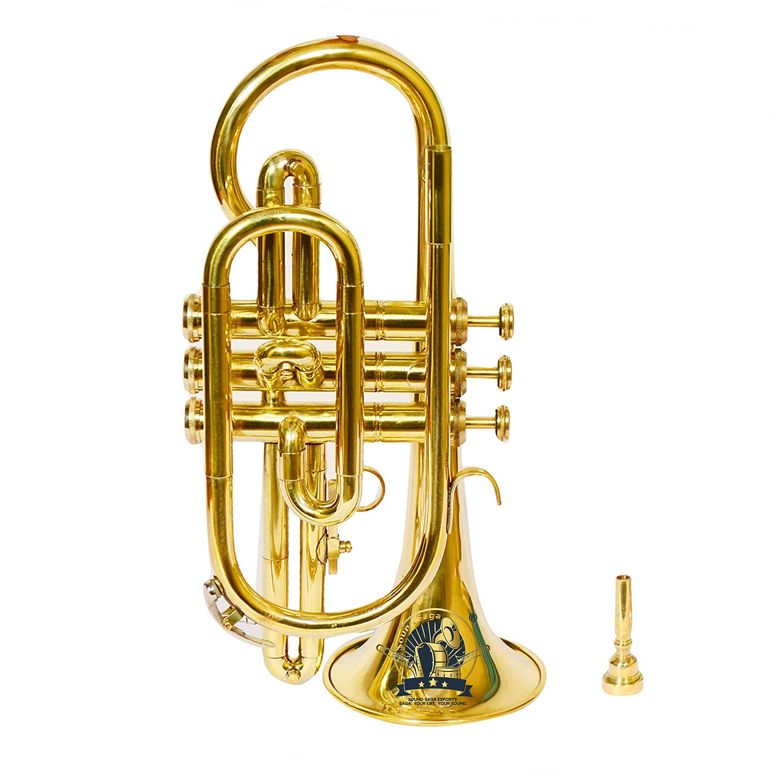 Kornett 3 Ventil, BB Pitch, Premium Qualität inklusive Mundstück und Tragetasche (BRASS)