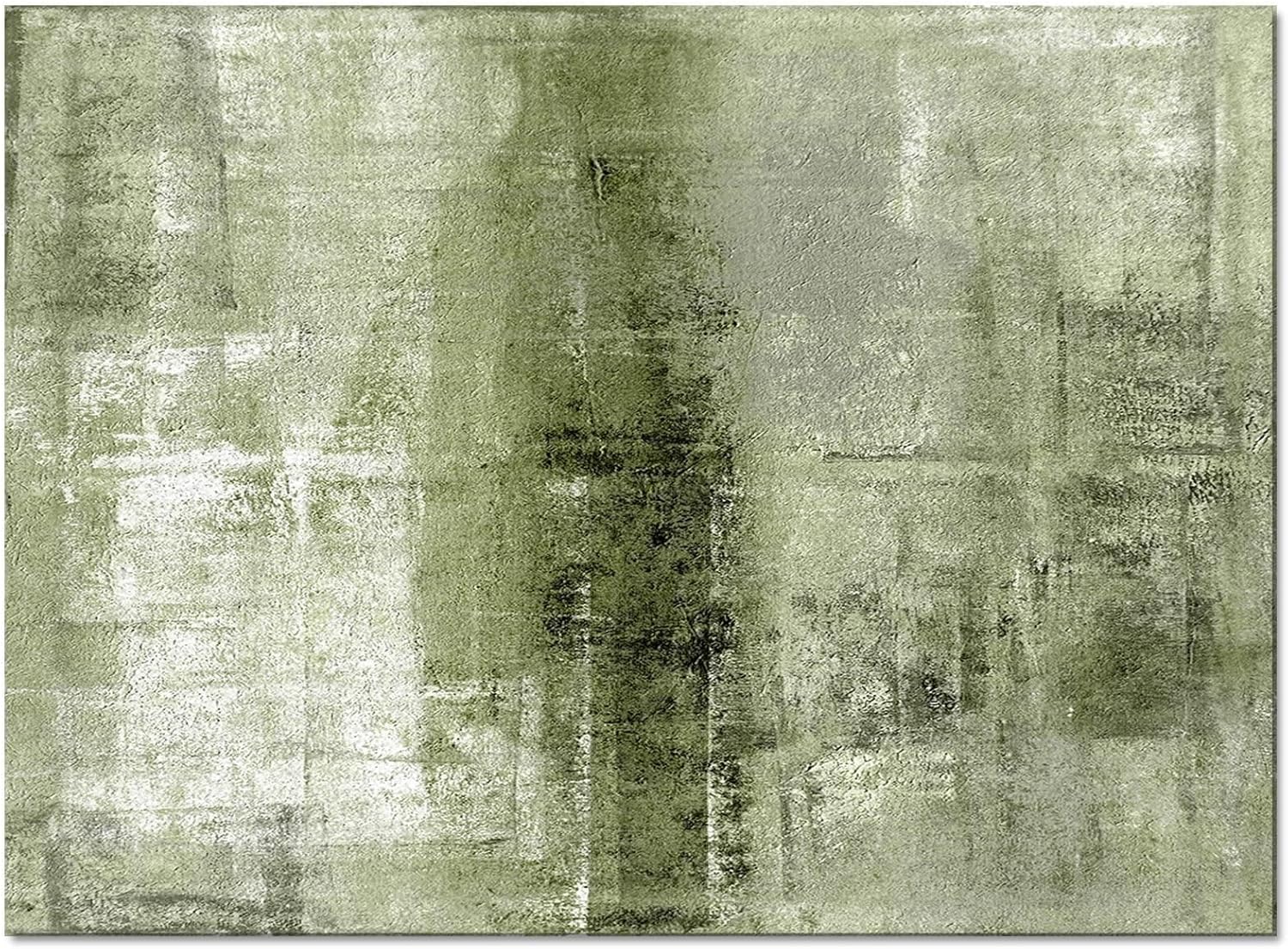 Abstract Geometric Sage Green Area Rug, Retro Creative Green Oil Painting Texture Art Machine Washable Indoor Rugs, with Non-Slip Backing Carpet for Living Dining Dorm Room Bedroom Decor（2x3ft）