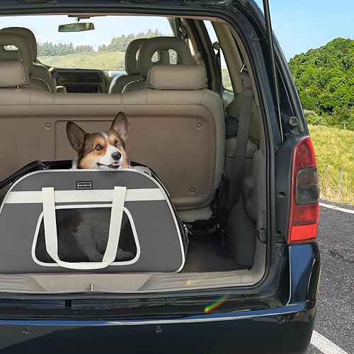 Vista 16 de PETSFIT Transportador de gatos aprobado por aerolíneas con ruedas diseñado para perros pequeños/gatos con cuerda de seguridad ajustable y ruedas