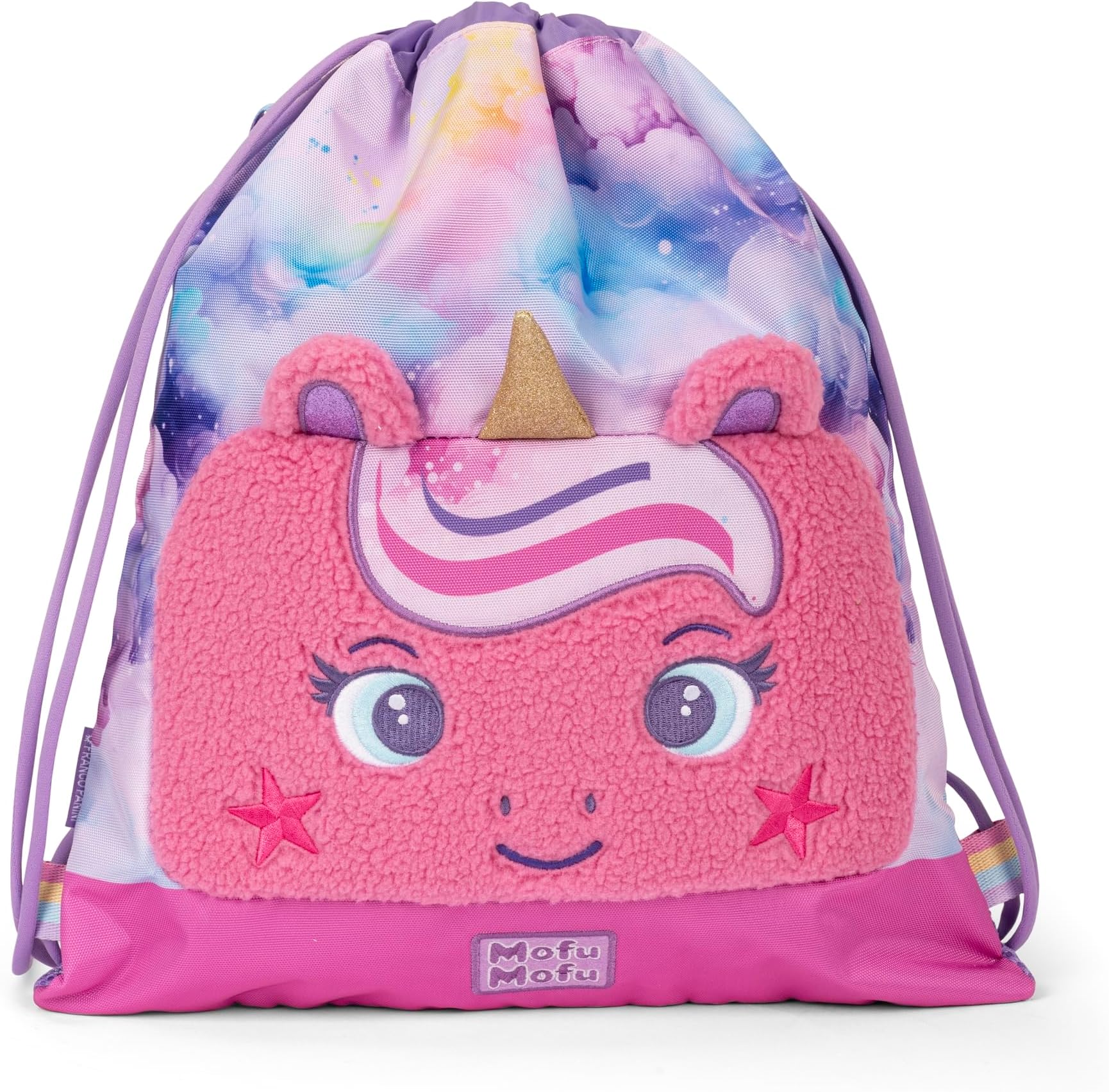 Franco Cosimo PaniniMOFU MOFU Official Mofu Mofu Drawstring Bag, Compact and Versatile, Ideal for Gym, School, Travel, Lunch Box, Gift Idea for Girls and Boys, 34 x 42 cm, Purple