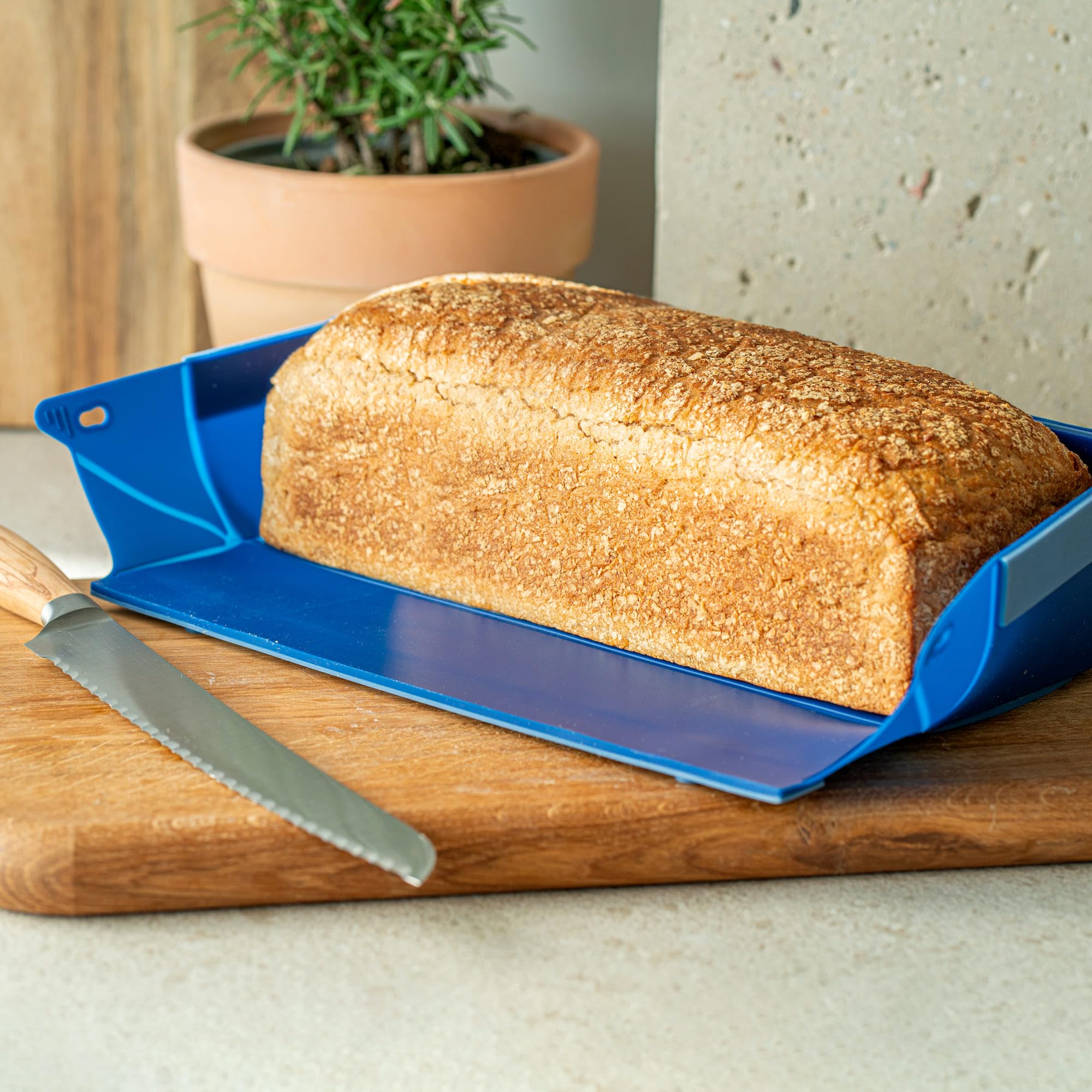 coox WUNDERFORM L - die faltbare Kastenform mit Metallverstärkung - Backen & Servieren in Einem I Antihaft-Silikon I Spülmaschinenfest I Kein Stürzen I BPA-frei Blau