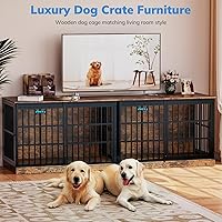 Vista 6 de Petrova Mueble de jaula para perros de 47 pulgadas para 1 perro, resistente para perros medianos y medianos, jaula de madera para perros con puerta