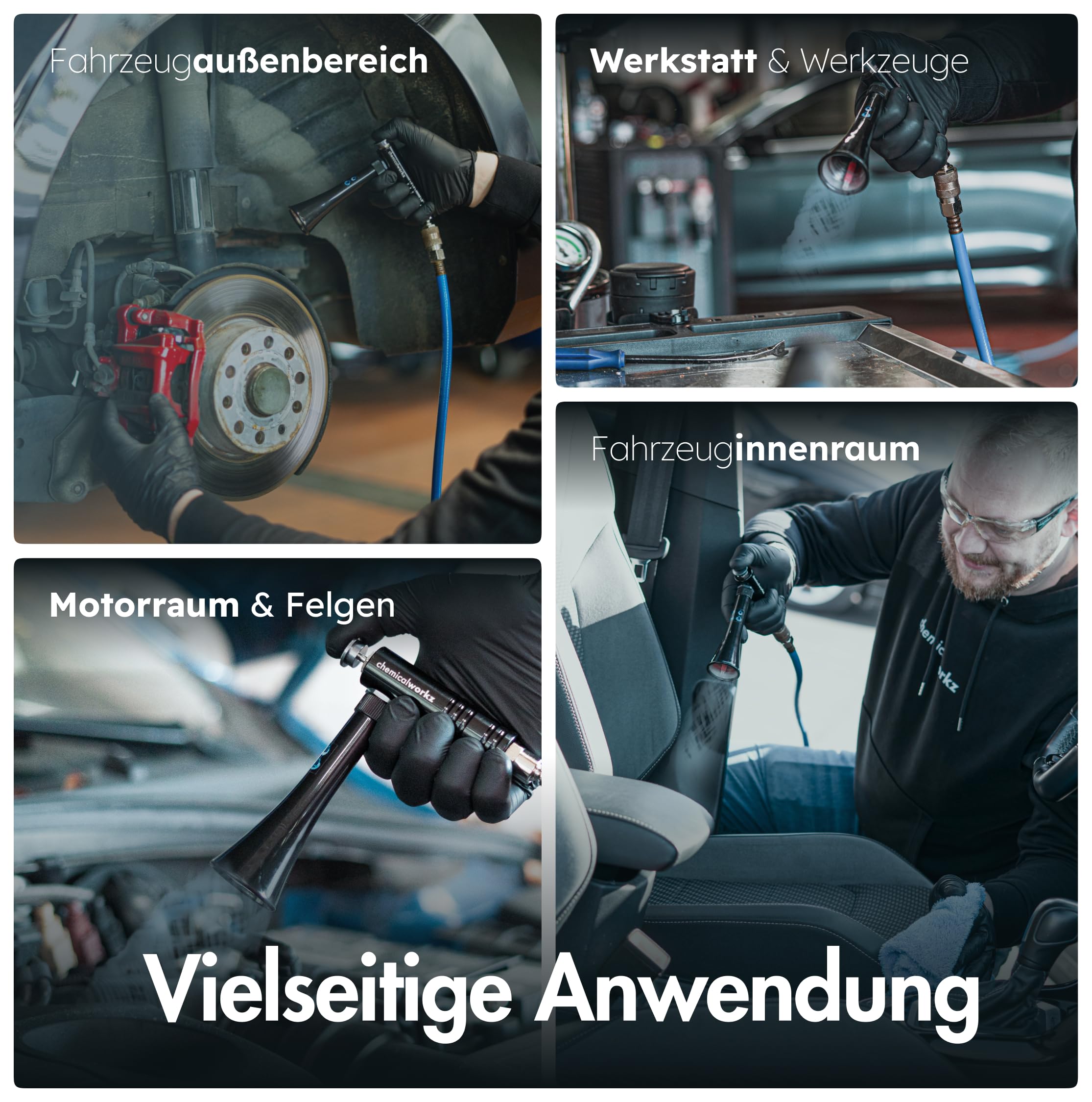 chemicalworkz Mini Air Gun – Kompakte Druckluft-Ausblaspistole für schwer erreichbare Stellen – Präzises Ausblasen von Schmutz & Wasser – Profi-Qualität – 1/4 Zoll Anschluss – Schwarz