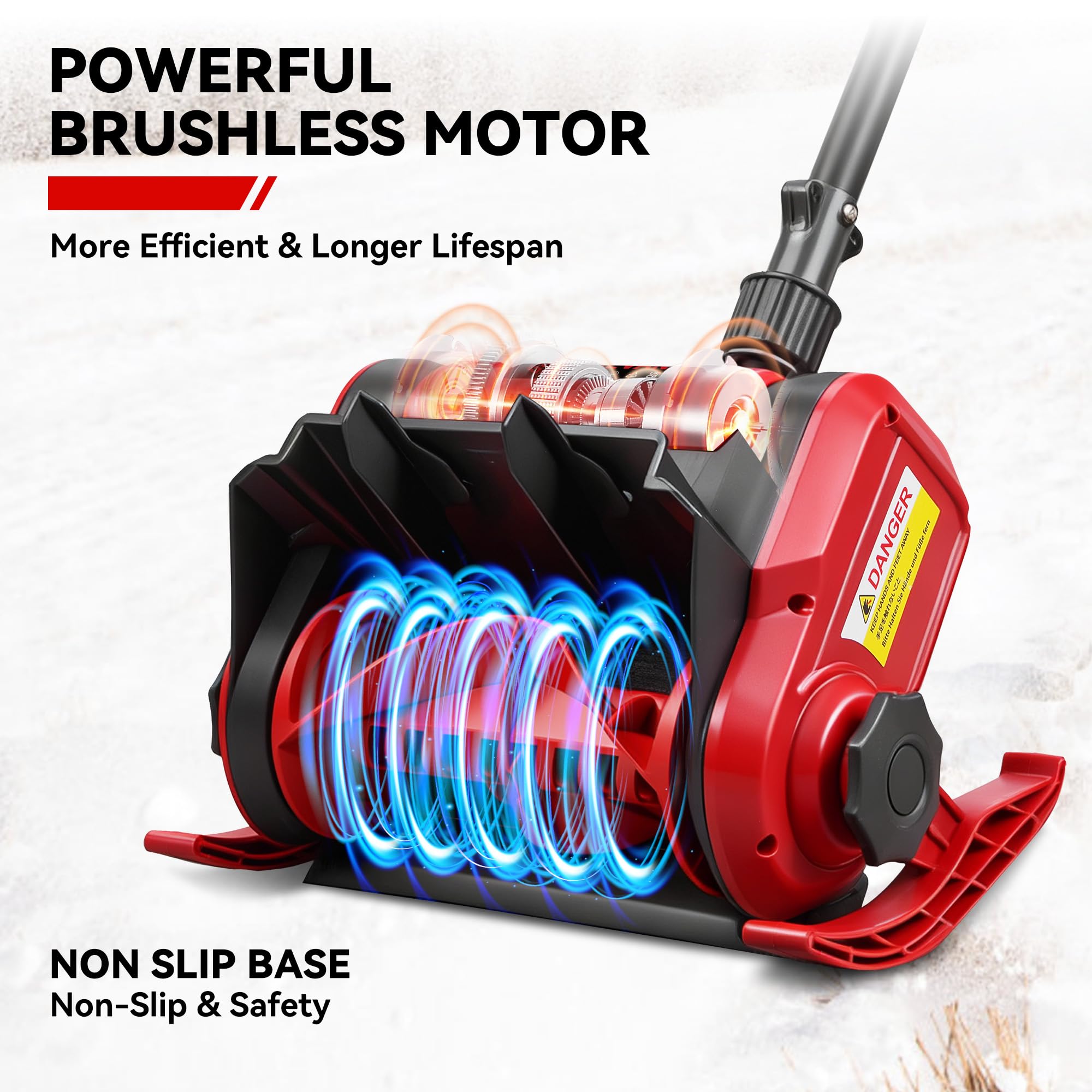 ONEVAN Déneigeuse Électrique sur Batterie 30cm 2x 6.0Ah Moteur Brushless Portée 6m Démontable 3 Parties