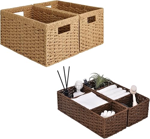 StorageWorks Cestas de almacenamiento de cuerda de papel redondas