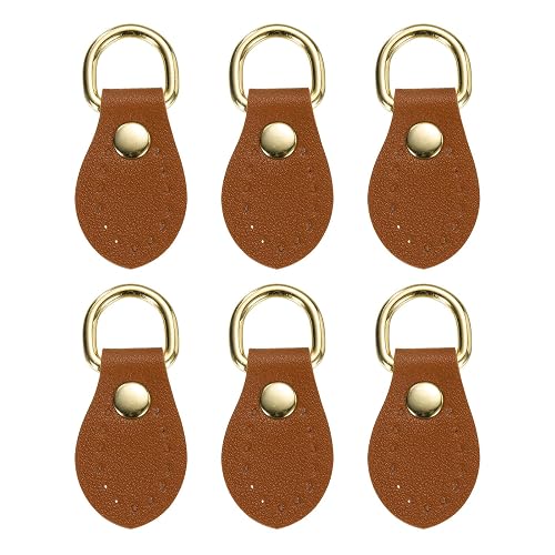 uxcell Purse Strap Mount Hook for Handbag Sew on Leather Buckle | Bag Side D-Ring Clips,Replacement Clasp for DIY Shoulder Belt Crossbody Backpack Hardware - Brown