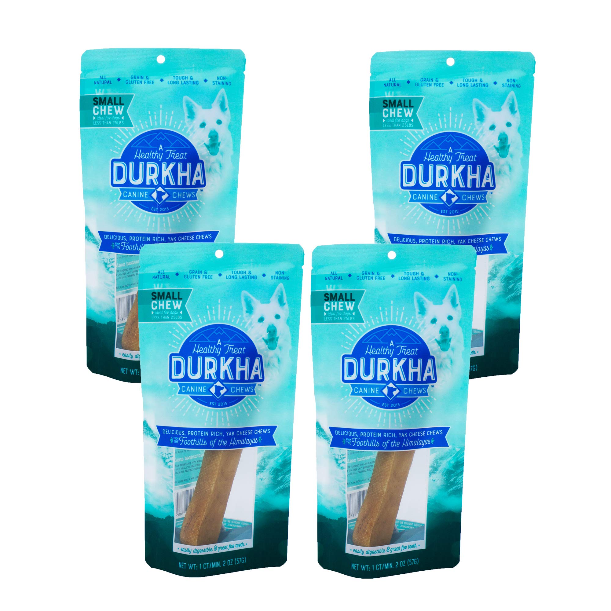 Yak Cheese Chews: Himalayan Yak Cheese Dog Chews- Natural, Healthy & Long Lasting Dog Treats - Grain, Gluten & Lactose-Free Rawhide Alternatives, for Dogs 25 lbs and Smaller, 4 Pack of Small