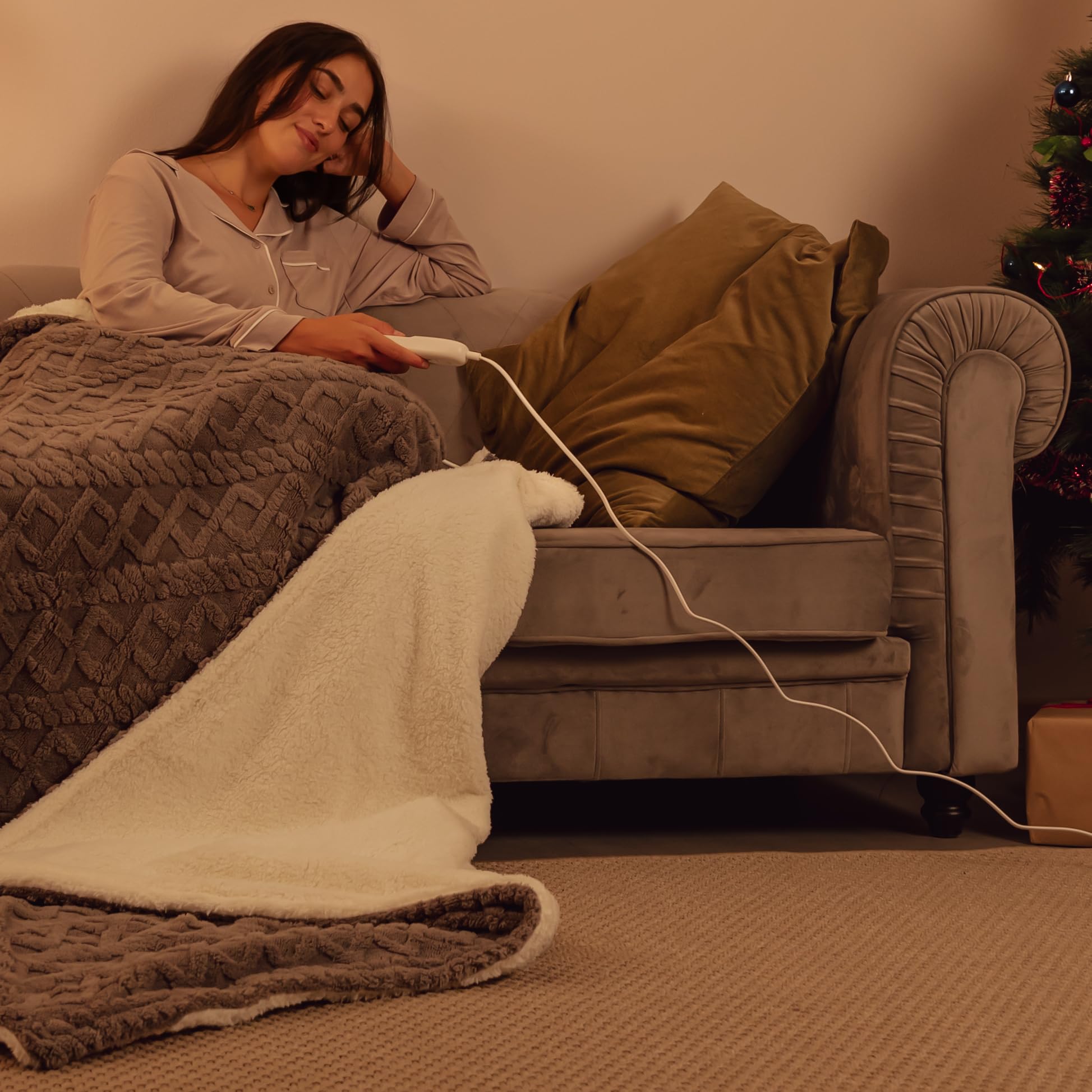 Cecotec Manta eléctrica HeatConfort ThermalBlanket Sherpa (160 x 130). Manta Térmica con Apagado Automático, 9 Niveles de Temperatura Ajustables y franela suave. Ideal para un calor cómodo.