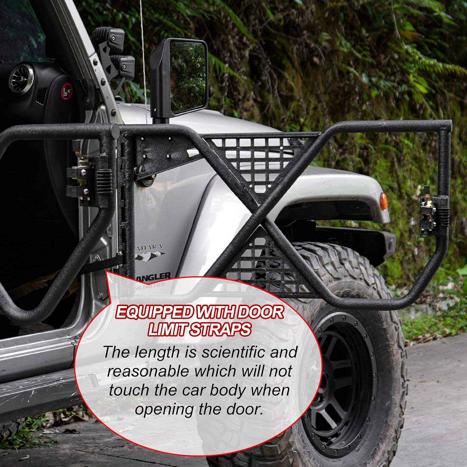 Z8 Z8LED JK Steel Tubular Door with Rear view Mirror Compatible with Jeep Wrangler JK Unlimited 2007-2018 (Stainless Steel, 4 Doors)