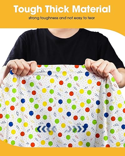 Miniatura 3 de Mantel de Mesa de Plástico Rectangular con Globos de Cumpleaños, Paquete de 4, Mantel de 54''×108'' para Mesas de 6 pies, Mantel para Uso Globo