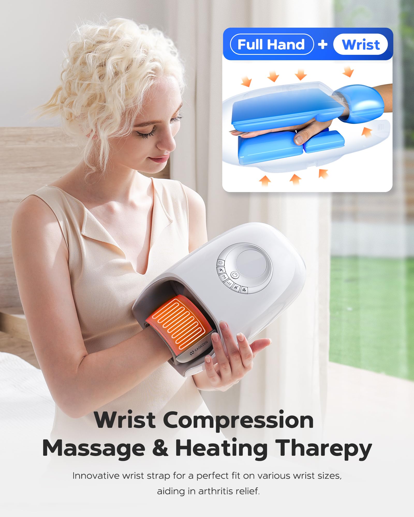 Masajeador de manos mejorado con calor y compresión, refrigeración con ventilador y masaje de muñeca para artritis y túnel carpiano, relajación para oficina y hogar, regalos para mamá y papá