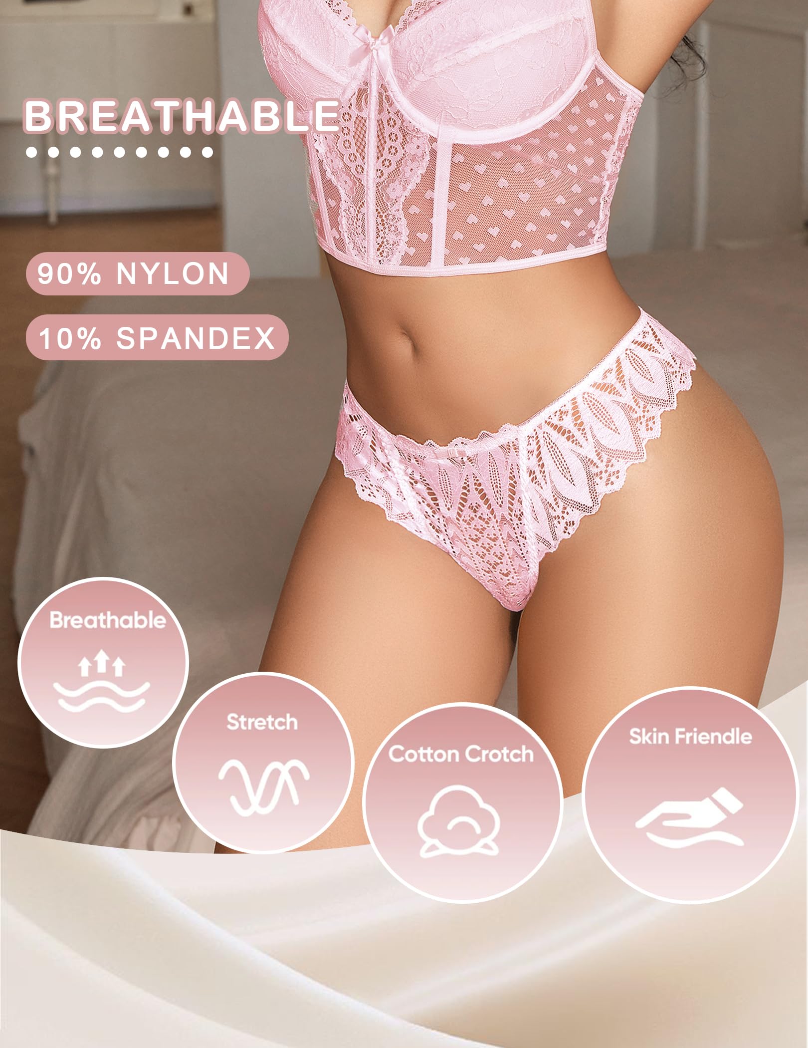Avidlove Culotte en dentelle pour femme - Tanga sexy - Taille basse