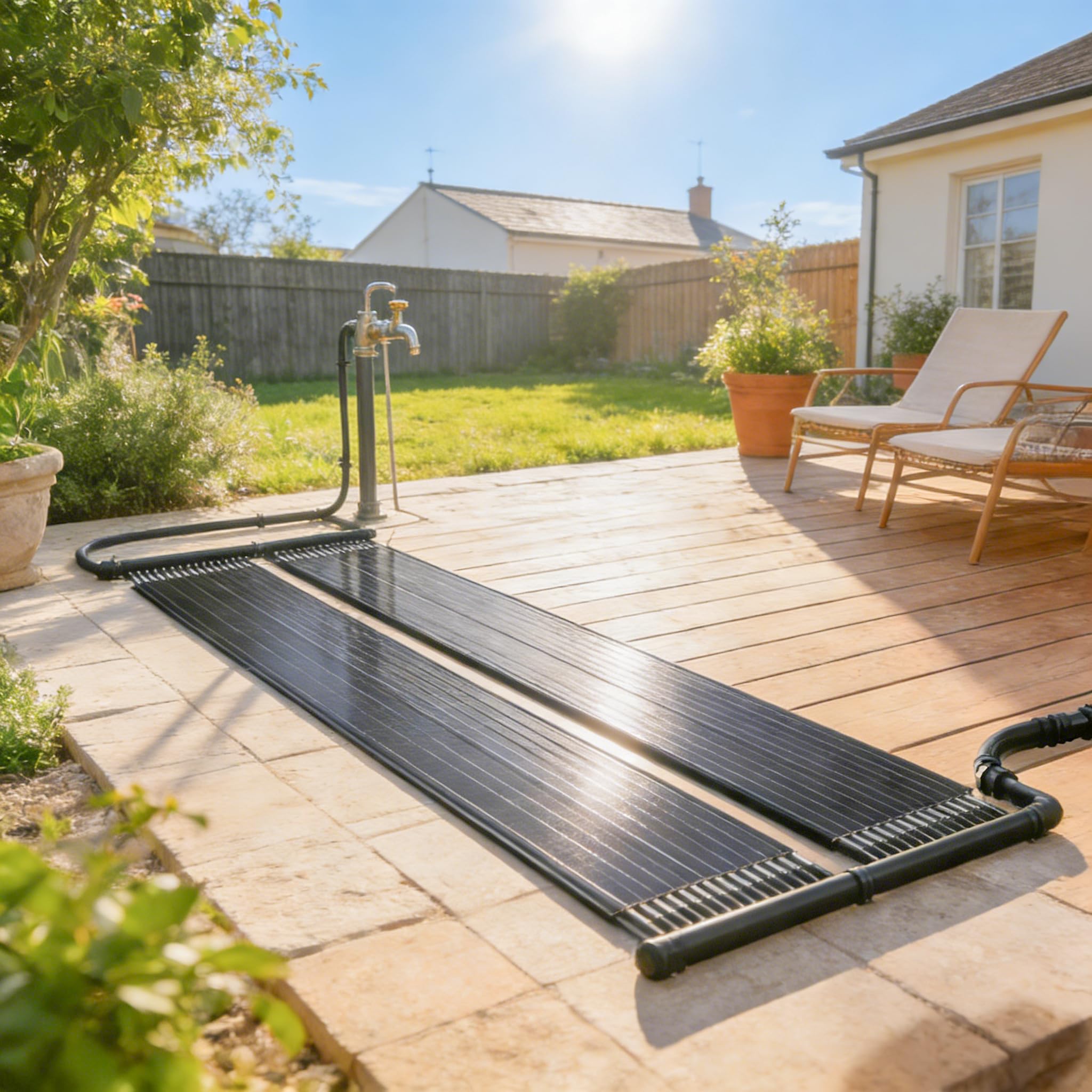 NAIZY Chauffage solaire de piscine 500 x 70 cm, tapis solaire pliable en polypropylène résistant aux UV avec raccord de tuyau Ø 32/38 mm, collecteur solaire chauffage de piscine pour piscine, toit