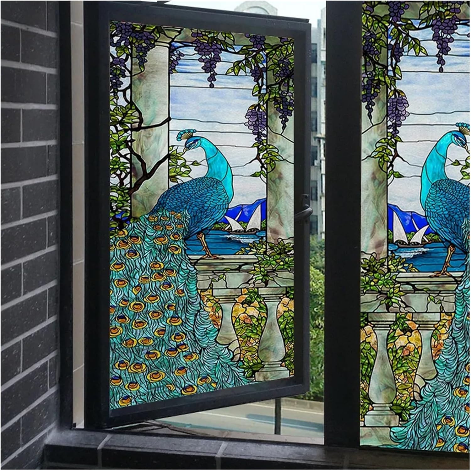Retro Glass Sticker Painting Imitation Art Film Electrostatic Frosted Window Paper Window Film(CH-188,40x120cm)