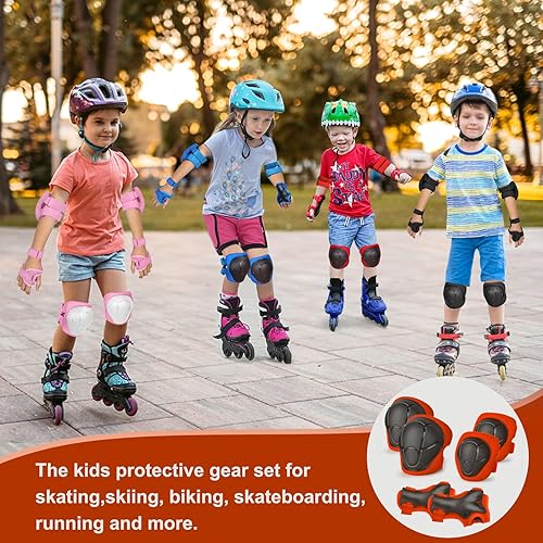 Miniatura 6 de Juego de rodilleras y coderas para niños y jóvenes con protector de muñeca 3 en 1, equipo de protección para niños de 3 a 14 años para patineta,