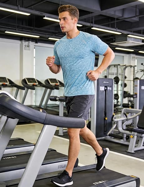 T-shirt de sport pour homme à col rond à manches courtes respirant séchage rapide fitness gym entraînement S à 3XL - 3