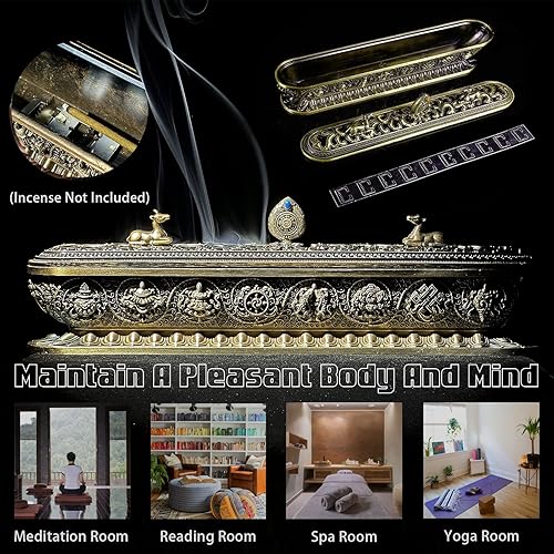 Miniatura 4 de Soporte de incienso para palos, quemador de incienso con colector de cenizas, soporte de incienso para yoga, meditación, decoración de oficina en