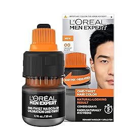 LOreal Paris Men Expert One Twist Mess Free Permanent Hair Color, Mens Hair Dye to Cover Grays, Easy Mix Ammonia Free Application, Deepest Black 00, 1 Application Kit