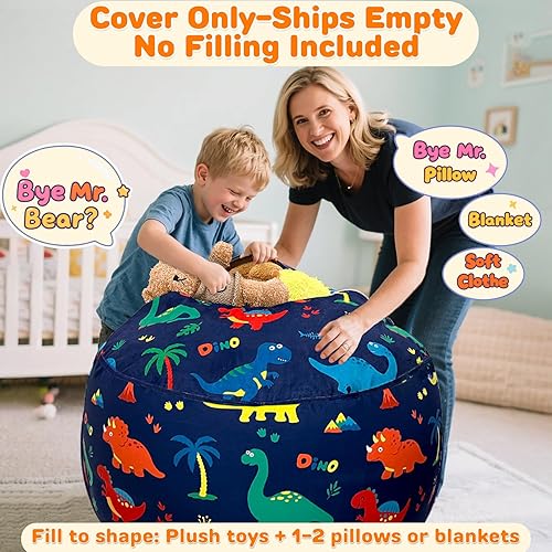 Miniatura 2 de Lukeight Dinosaur Stuffed Animals Storage Bean Bag Chair Cover Only (Ships Empty, No Filling) - Velvet YKK Zipper Beanbag Cover for Toddlers and