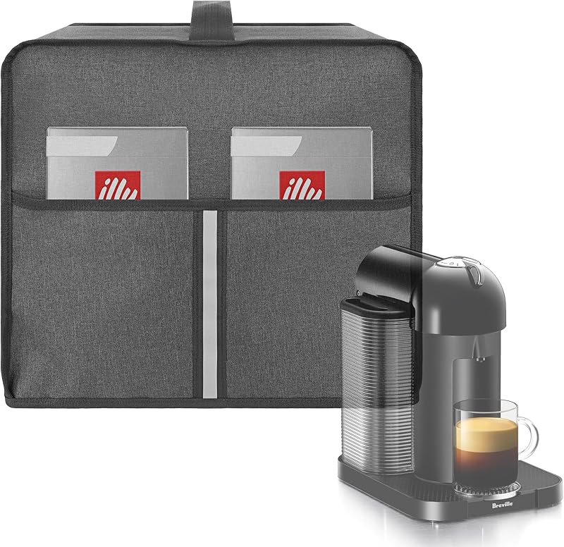 Dust Cover Compatible with Nespresso Vertuo Coffee and Espresso Maker by Breville, The Pearl Cotton Inside Enhances Protection of the Machine - Dark Grey