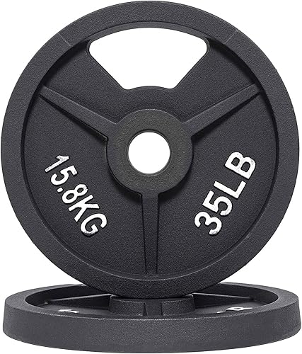 Miniatura 8 de Fitvids Placa de pesas olímpica de 2 pulgadas y de hierro fundido estándar de 1 pulgada para entrenamiento de fuerza y levantamiento de pesas,