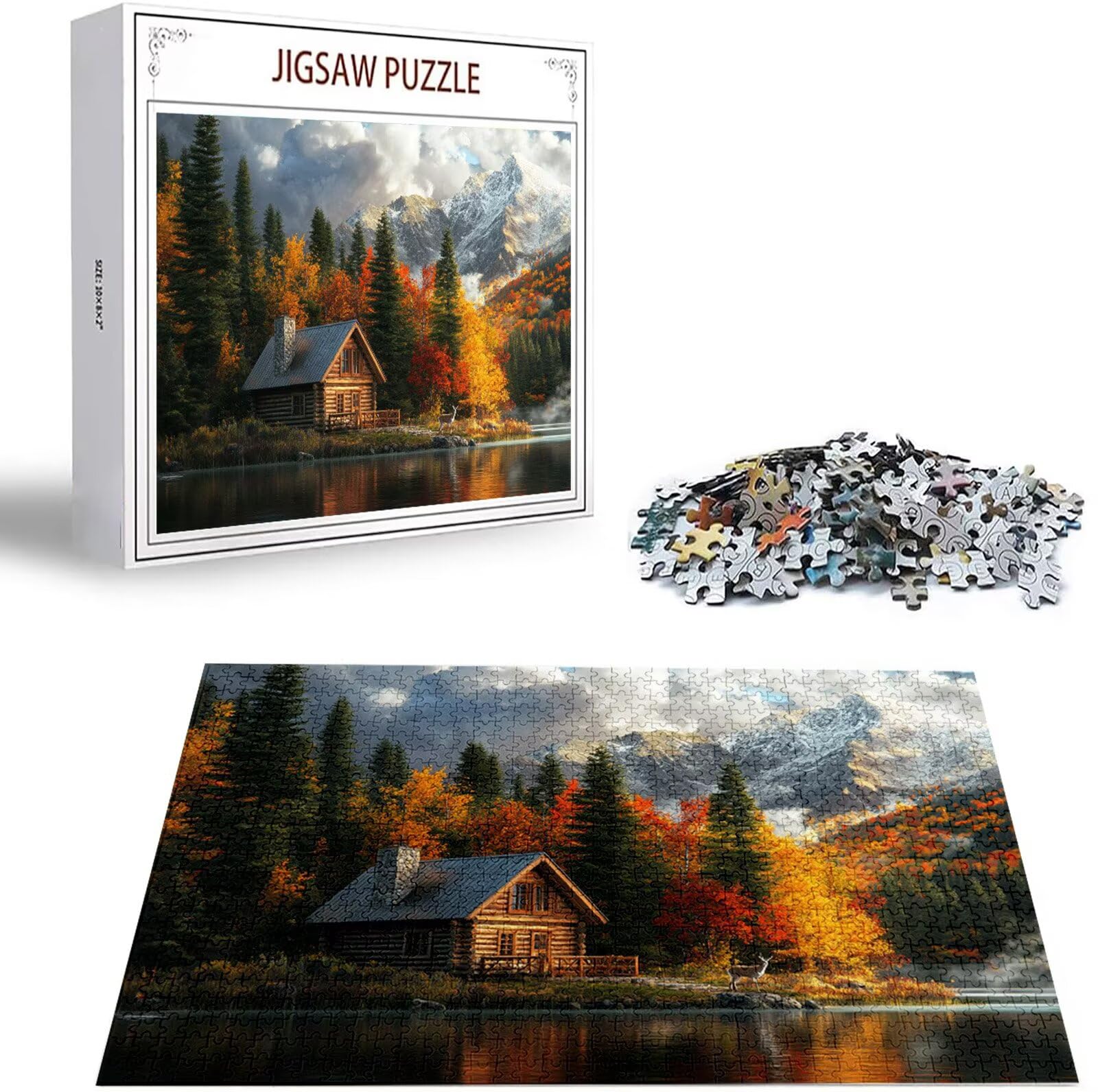 Puzzle 5000 Pezzi, 3 4 5 Anni Puzzle Cabina 6 7 8 Anni Giochi Educativi Sostenibili Con Motivi Per Adulti Da Gioco in Legno Di Alta Qualità Jigsaw Foresta per Gioco Familiare, Regalo Natale H-4121
