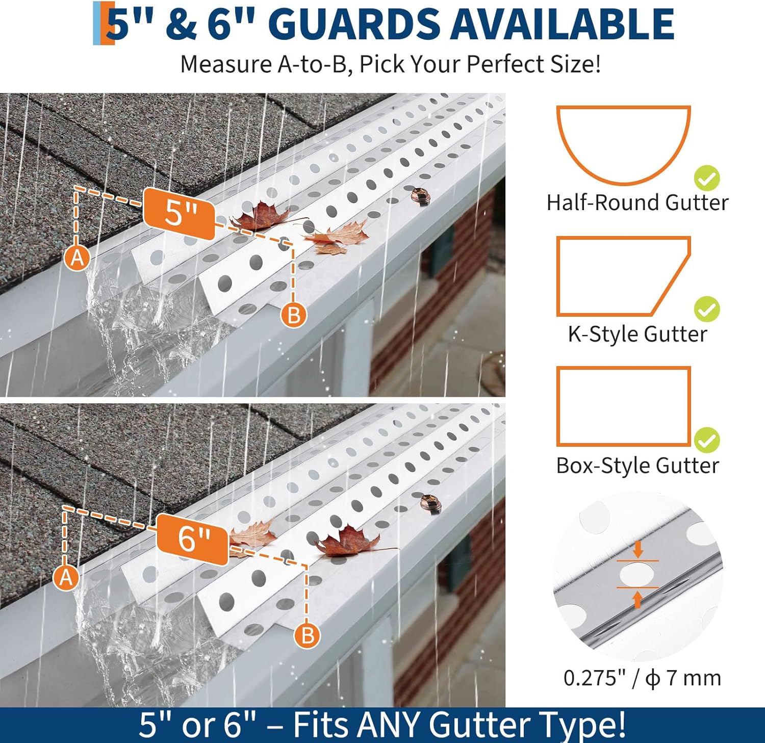5" Gutter Guard 100Ft 34 PCS, 0.275" Micro-Mesh Leaf Guards for Gutters, Fit for All Roof Types, DIY Installation