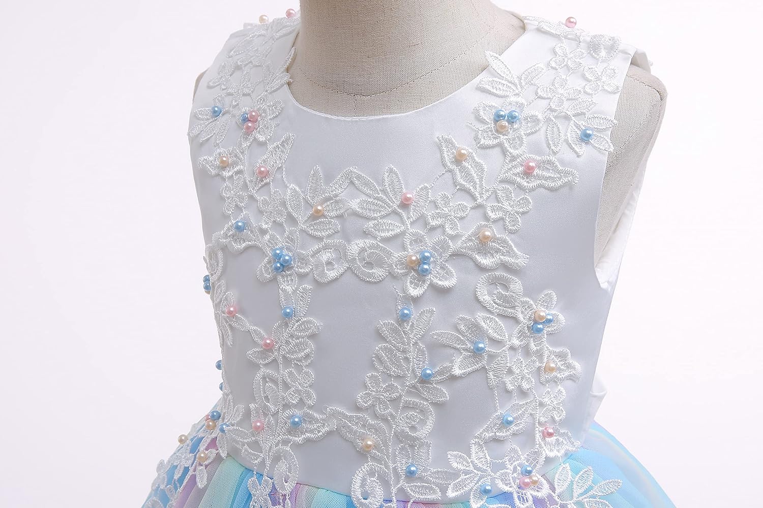 Weileenice Flower Girls Wedding Dress Tulle Little/Girl Lace Bridesmaid Holiday Pageant Party Tutu Dresses - Image 2