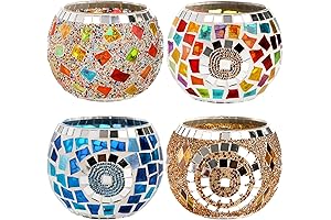 Hacaroa Mosaic Glass Candle Holders | Vibrant Home and Party Decor