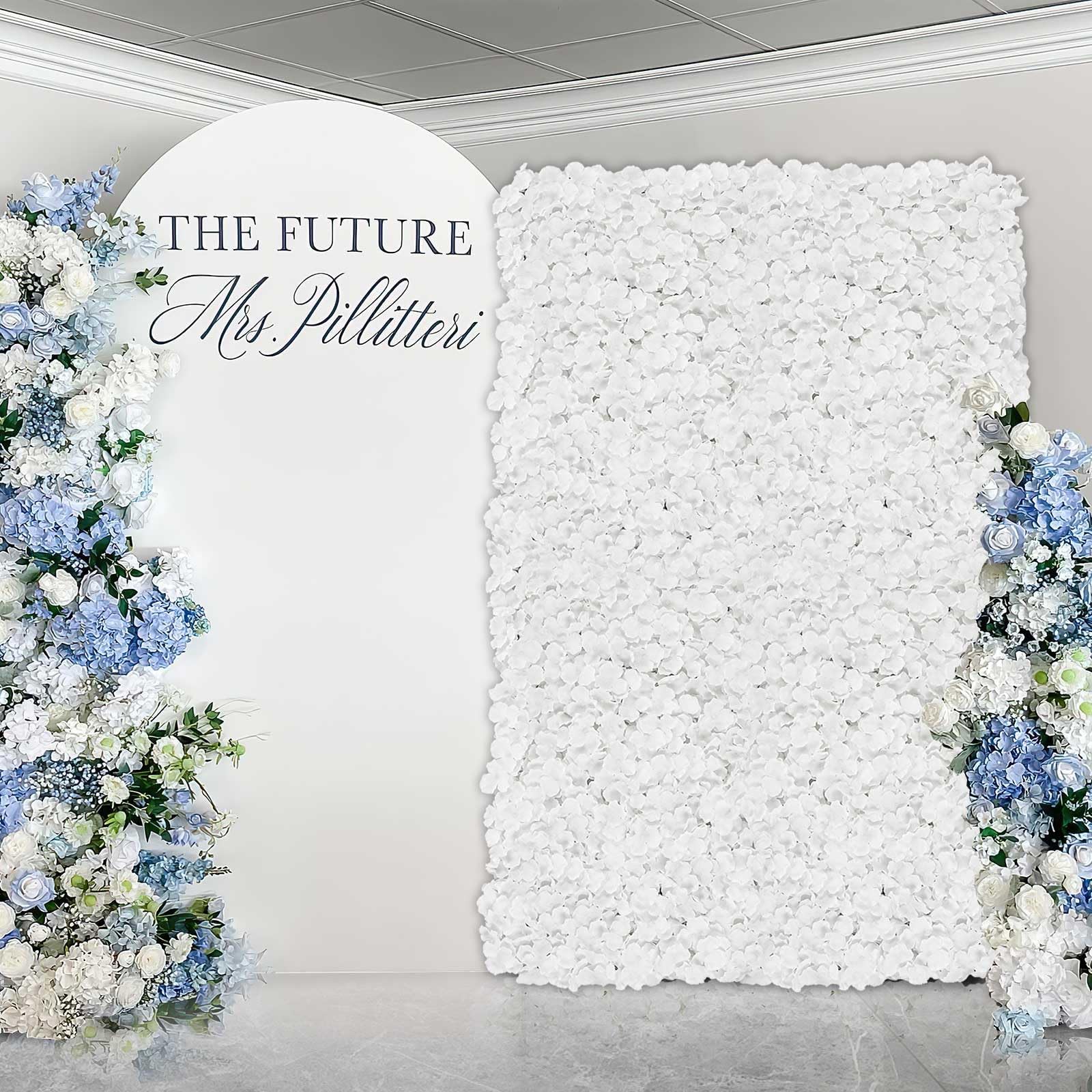 12 Stück Hortensien Kunstblumen Blumenwand, 38 x 38 cm Künstliche Blumenwand Panel DIY Blumen Hintergrund für Hochzeit Balkon Garten Valentinstag Outdoor Deko, Weiß