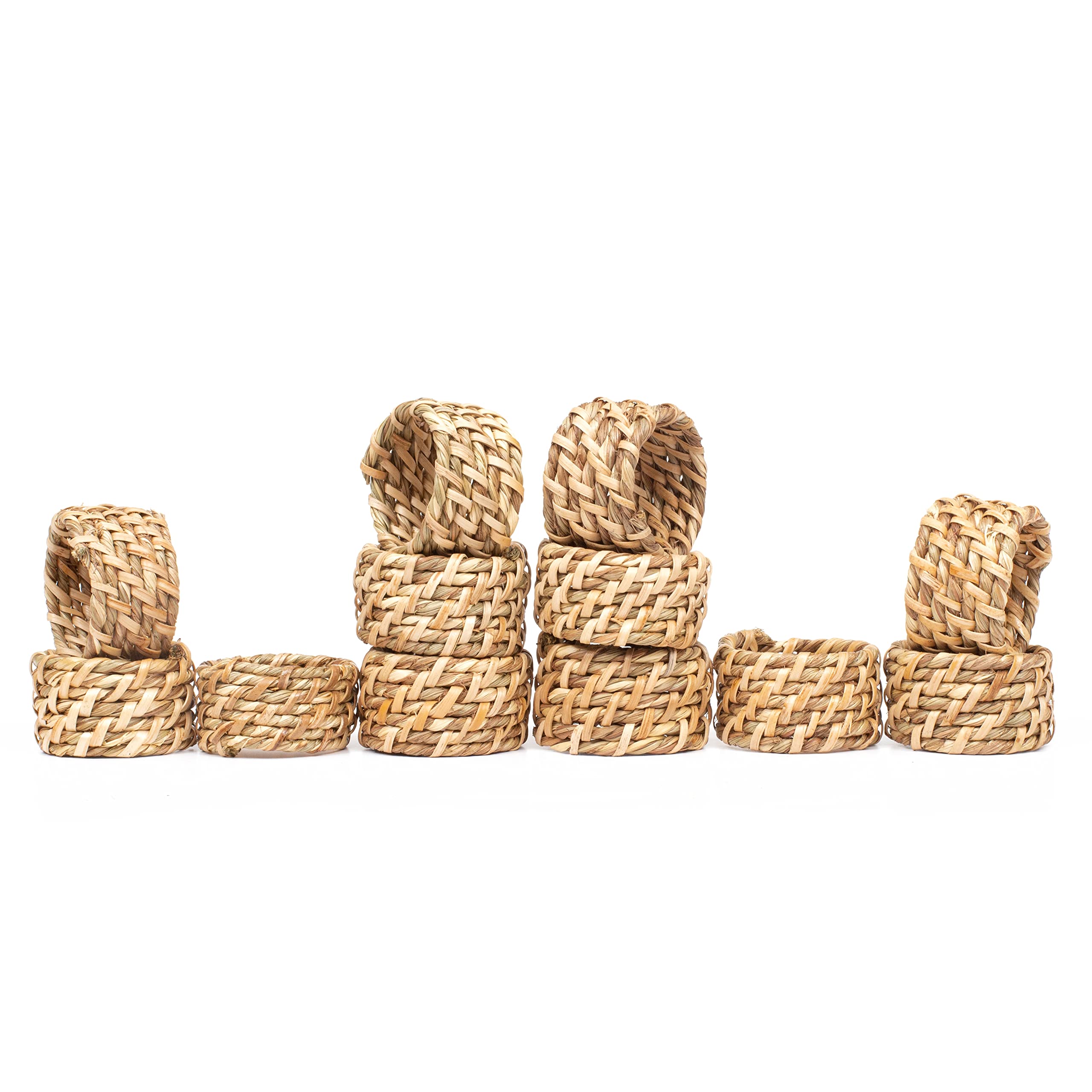 Lightnpro Natural Sea Grass Decorative Napkin Rings Set of 12, Serviette Napkin Rings Bulk for Party Decoration, Table Top Décor for Dinning Table,