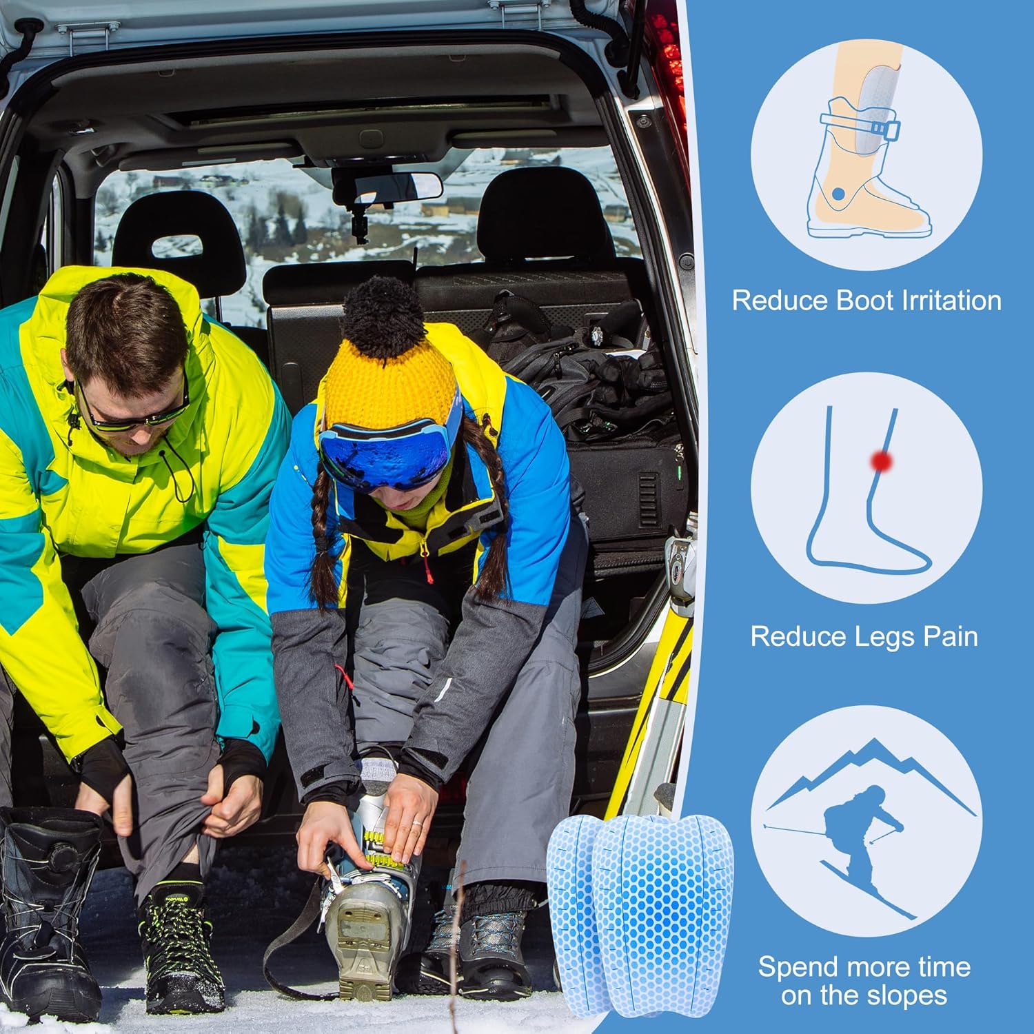 2Pcs/4Pcs Ski Guards Gel Pads, 6 x 4 Inch Snowboard Shin Pads, Reusable Ski Shin Protector Pad for Ski Boot Liner Reducing Pressure - Image 6