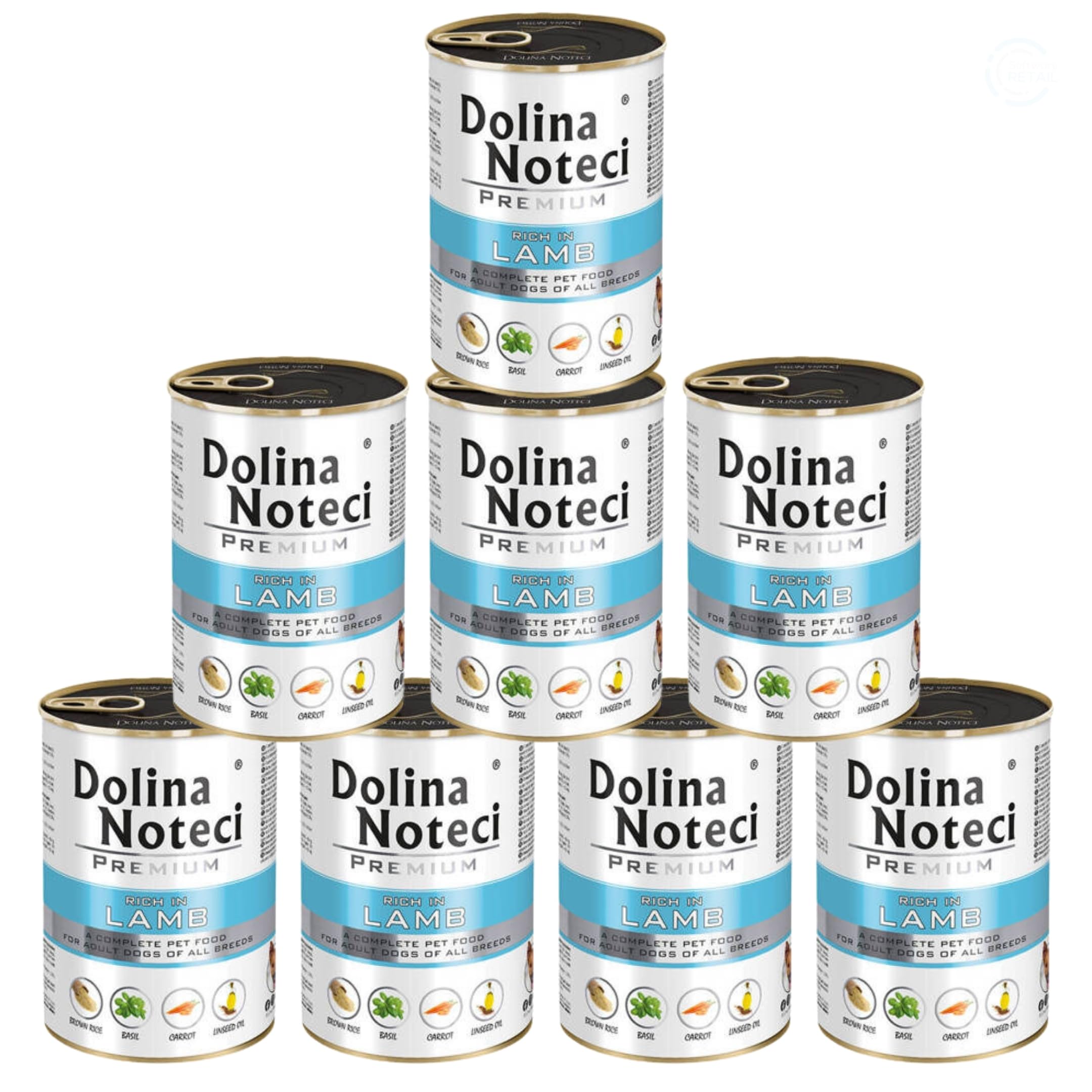 Dolina Noteci Premium Adult Wet Dog Food with Lamb, Complete Dog Food, Gluten-Free (8x400g)
