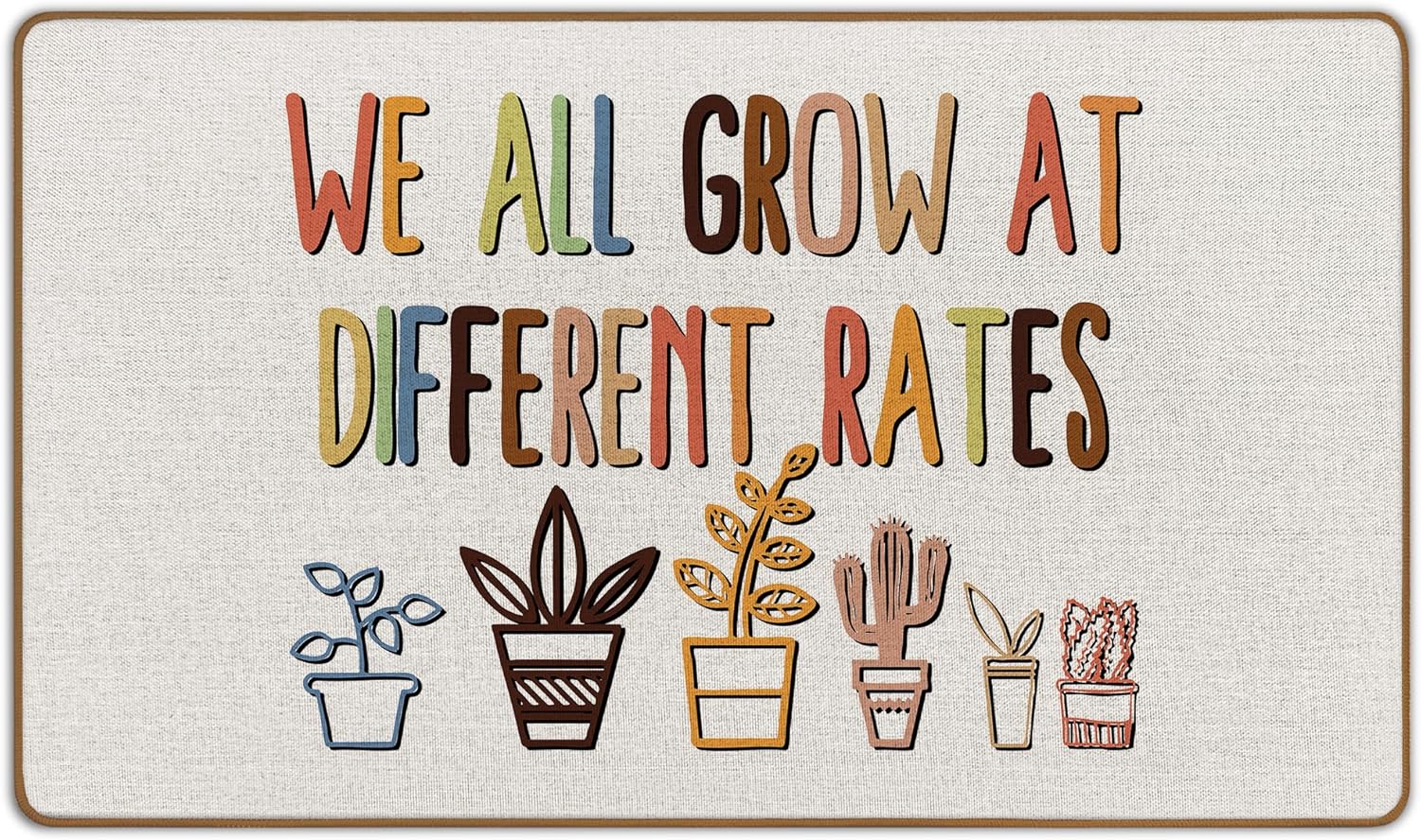 Plant Classroom Door Mat, Boho Classroom Welcome Mat, We All Grow at Different Rates Front Door Mats Indoor Outside Entrance, Insp Rational SPED Class Room Decor Doormats 17x29 Inch
