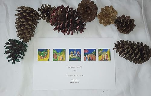 Miniatura 3 de Puerto Rico Flower Art, Three Wise Men All Occasion Greeting Cards, Handmade Note Card, 5x7 inches, Blank Inside, 1 card with Envelope, for