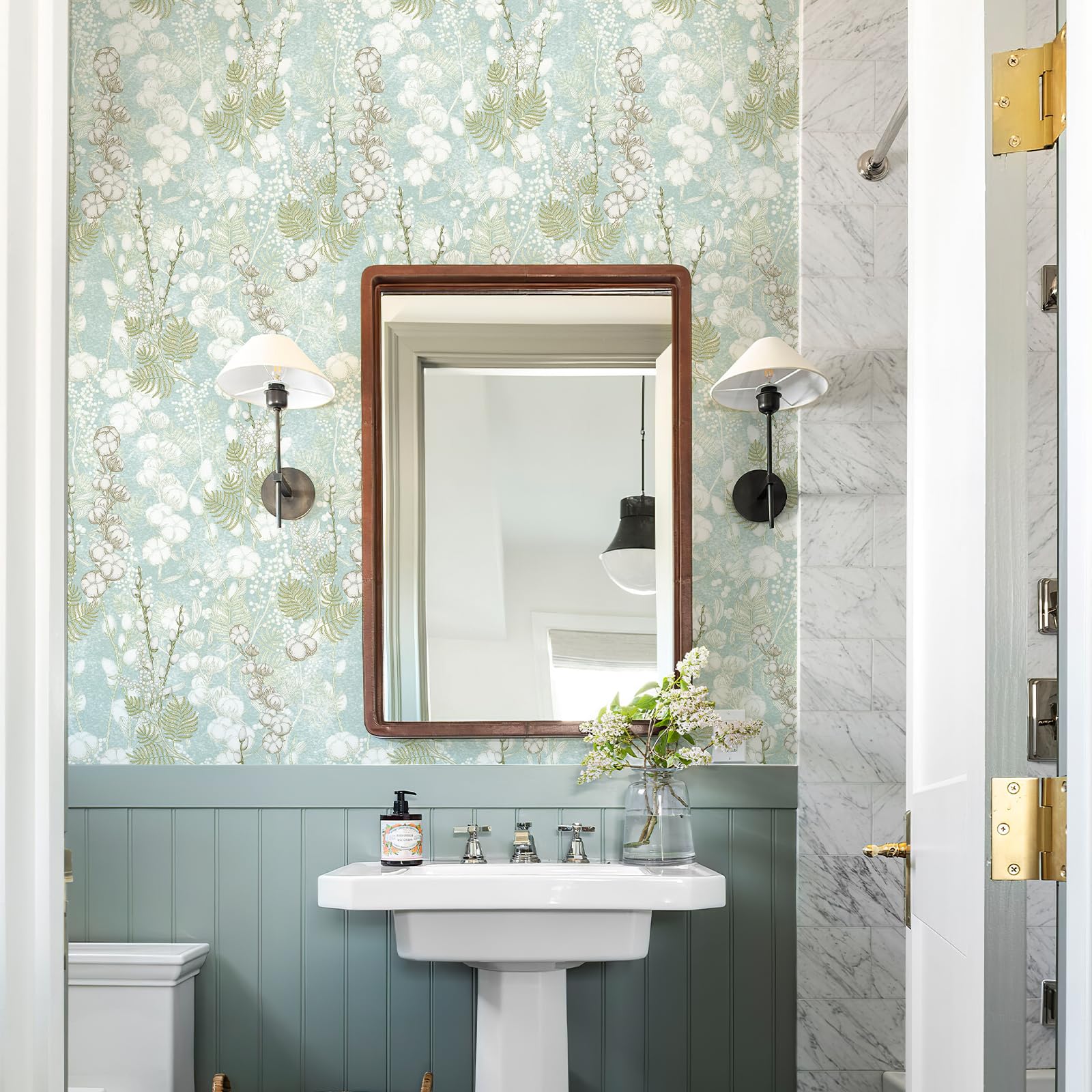 Farmhouse Bathroom Vintage Wallpaper Modern Rustic Farmhouse Bathroom